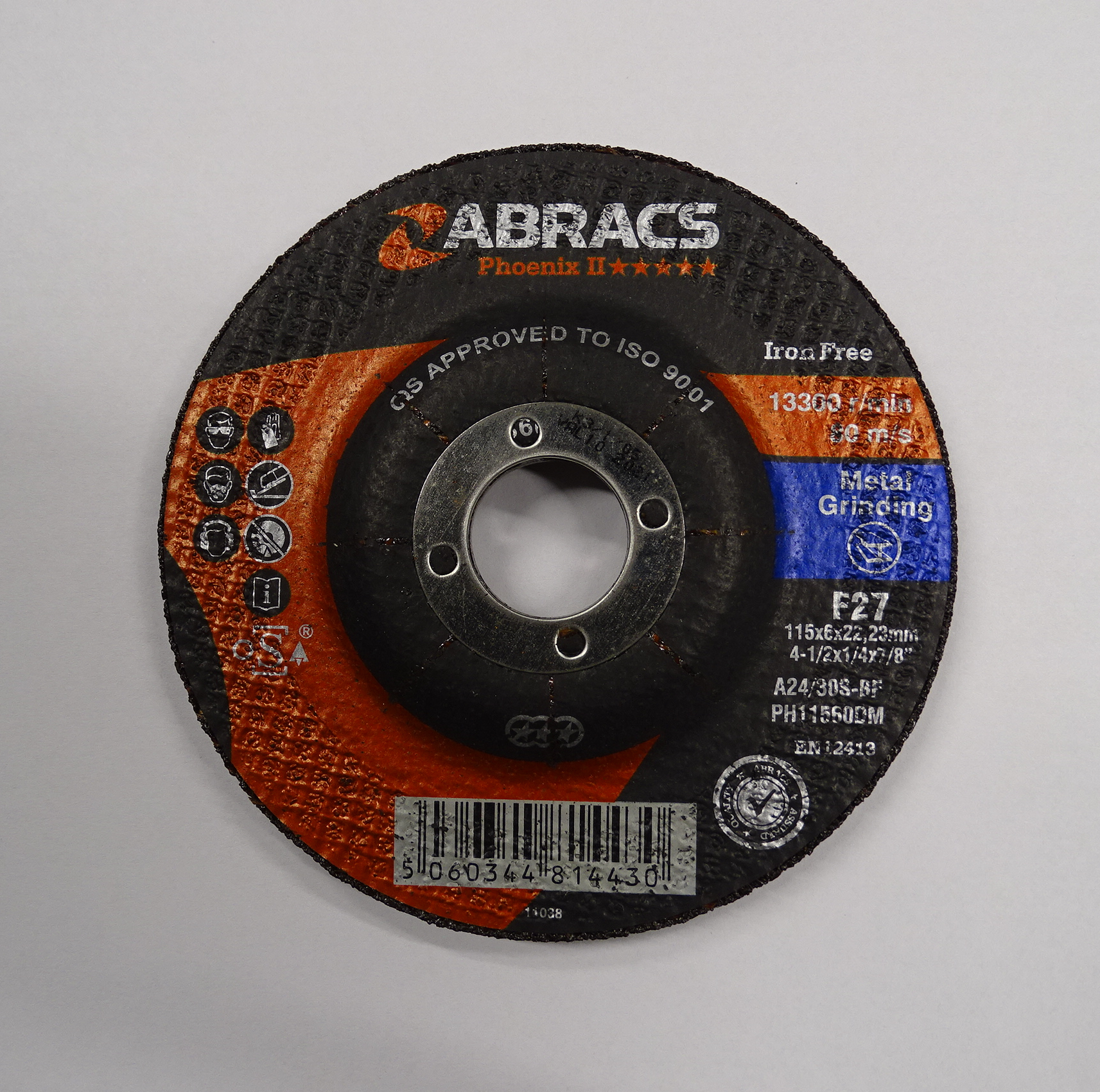 ABRACS PHOENIX II DPC METAL GRINDING DISC 115mm x 6mm x 22mm